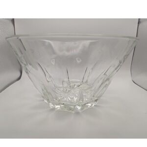 Princess House Heritage 10" Clear Etched Salad Bowl Starburst Base Crystal READ
